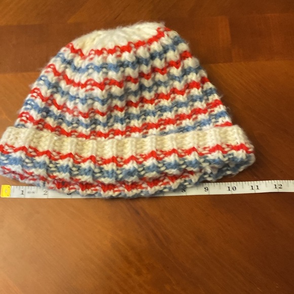Vintage Hand Knit MenToque Red White Blue Men’s - Picture 4 of 4